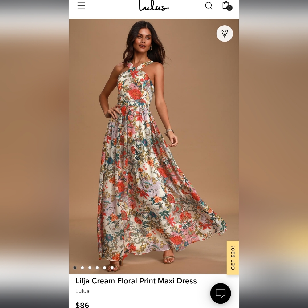 Lulu's Lilja Cream Floral Print Maxi Dress